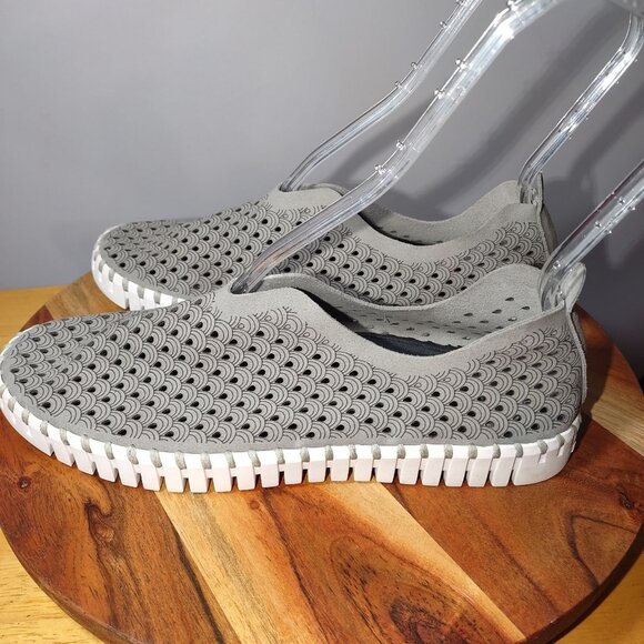 Ilse Jacobsen Tulip 3271 Womens Slip-On Shoes Gray Laser-Cut Design Lightweight - Picture 6 of 7